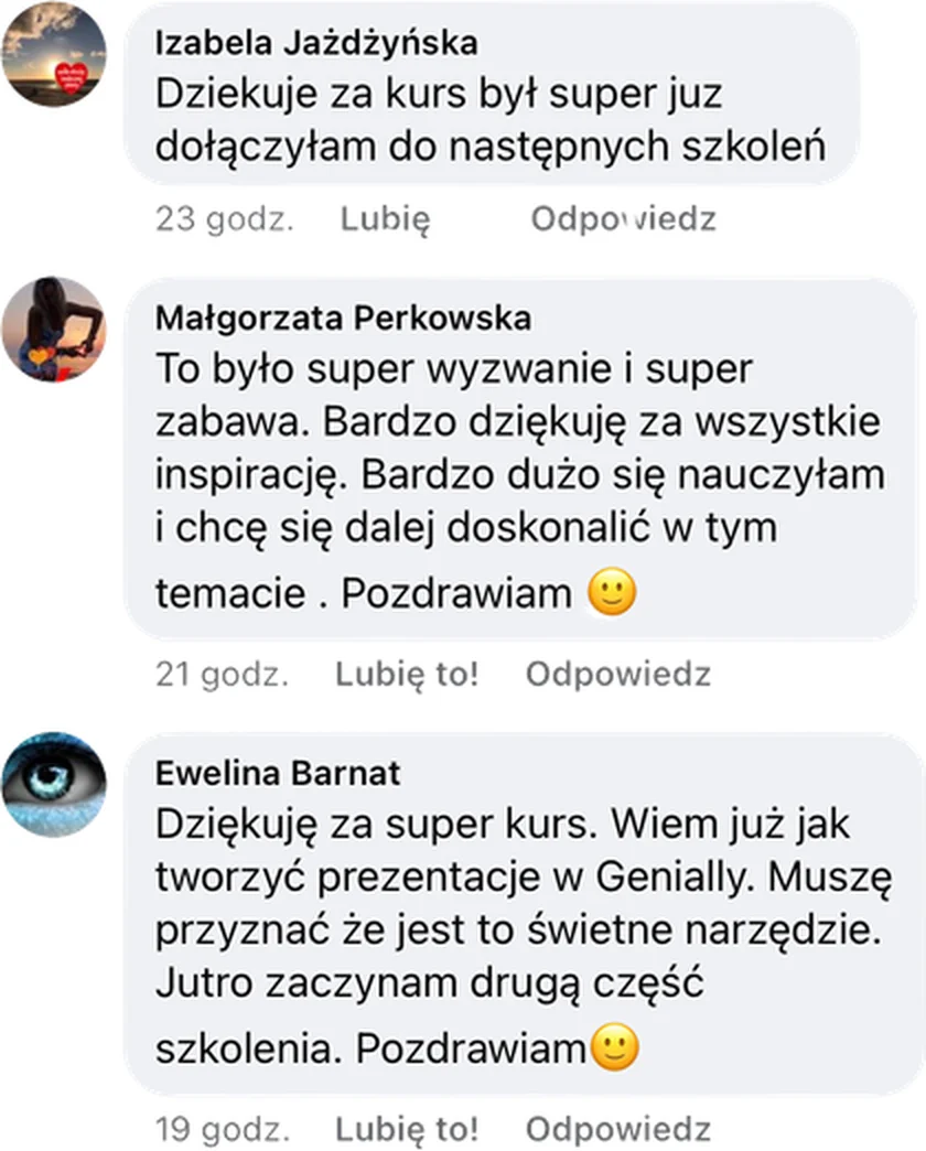 Opinia Magdy Franus po szkoleniach i webinarach