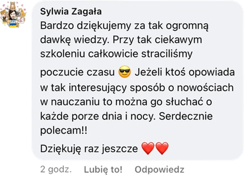 Opinia Sylwii Zagały po szkoleniu